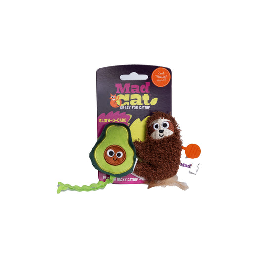 Mad Cat Avacado and Sloth Catnip & Silvervine Plush Cat Toy